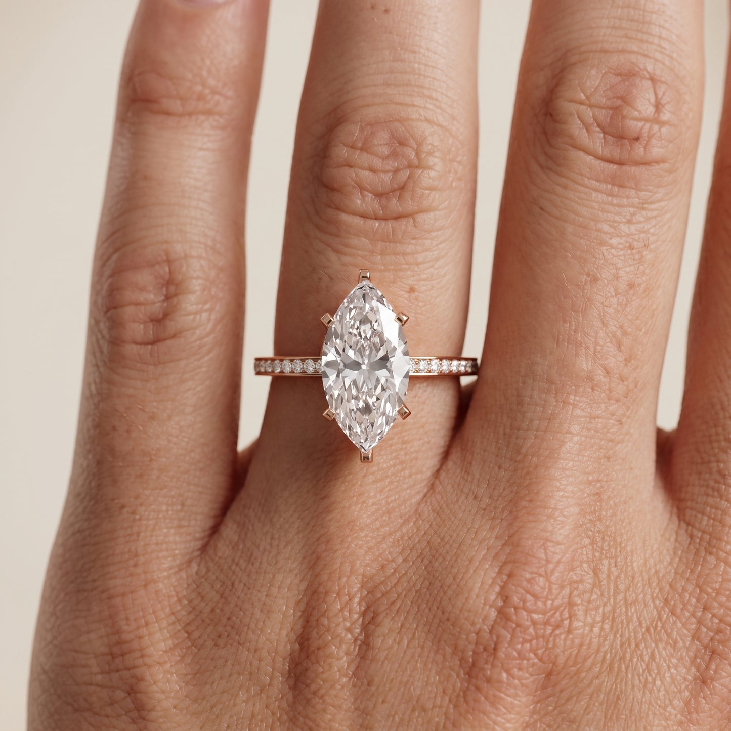 Naia Hidden Halo Marquise Diamond Ring in Rose Gold - lifestyle.jpg