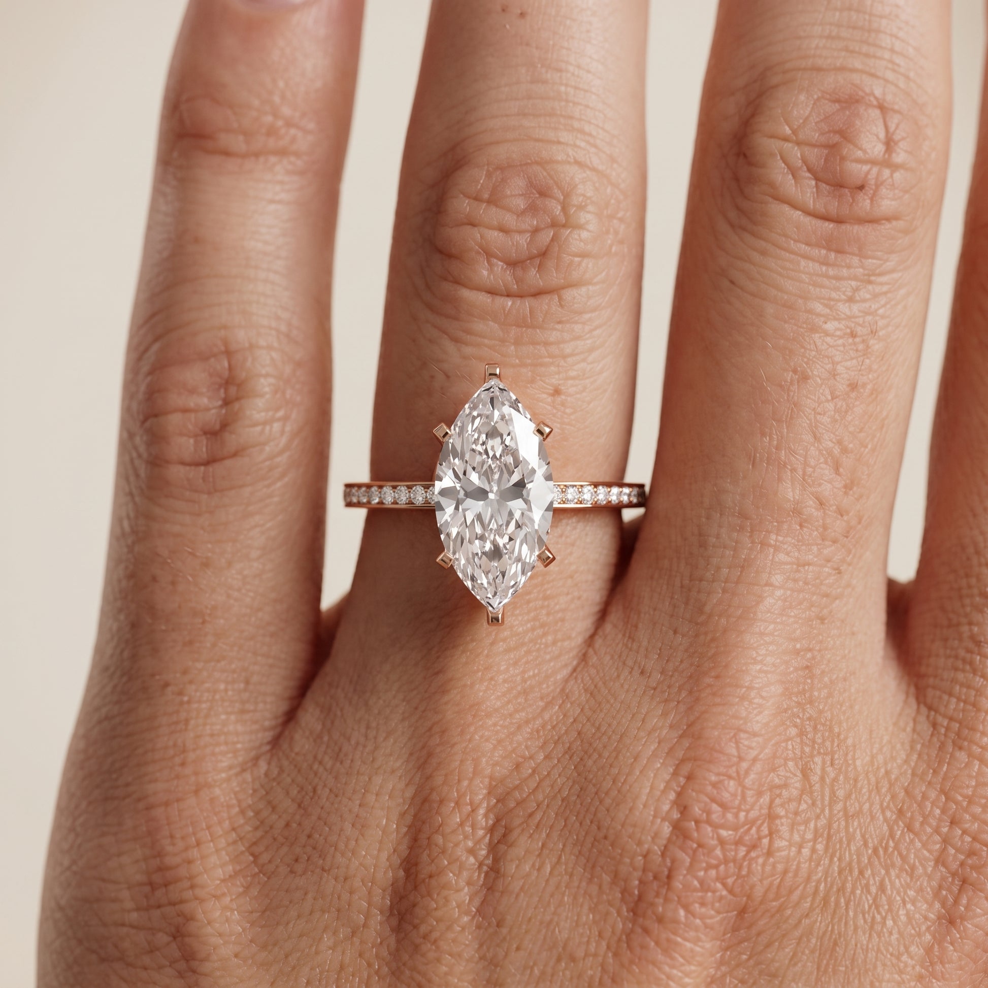 Naia Hidden Halo Marquise Diamond Ring in Rose Gold - lifestyle.jpg