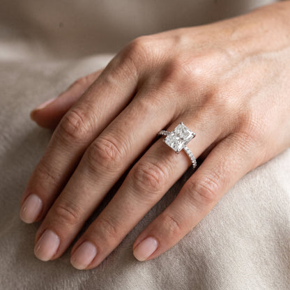 Annabel Pavé Solitaire Radiant Diamond Engagement Ring in White Gold - lifestyle.jpg