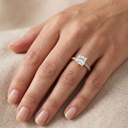 Saskia French Pavé Princess Diamond Engagement Ring in White Gold - lifestyle.jpg