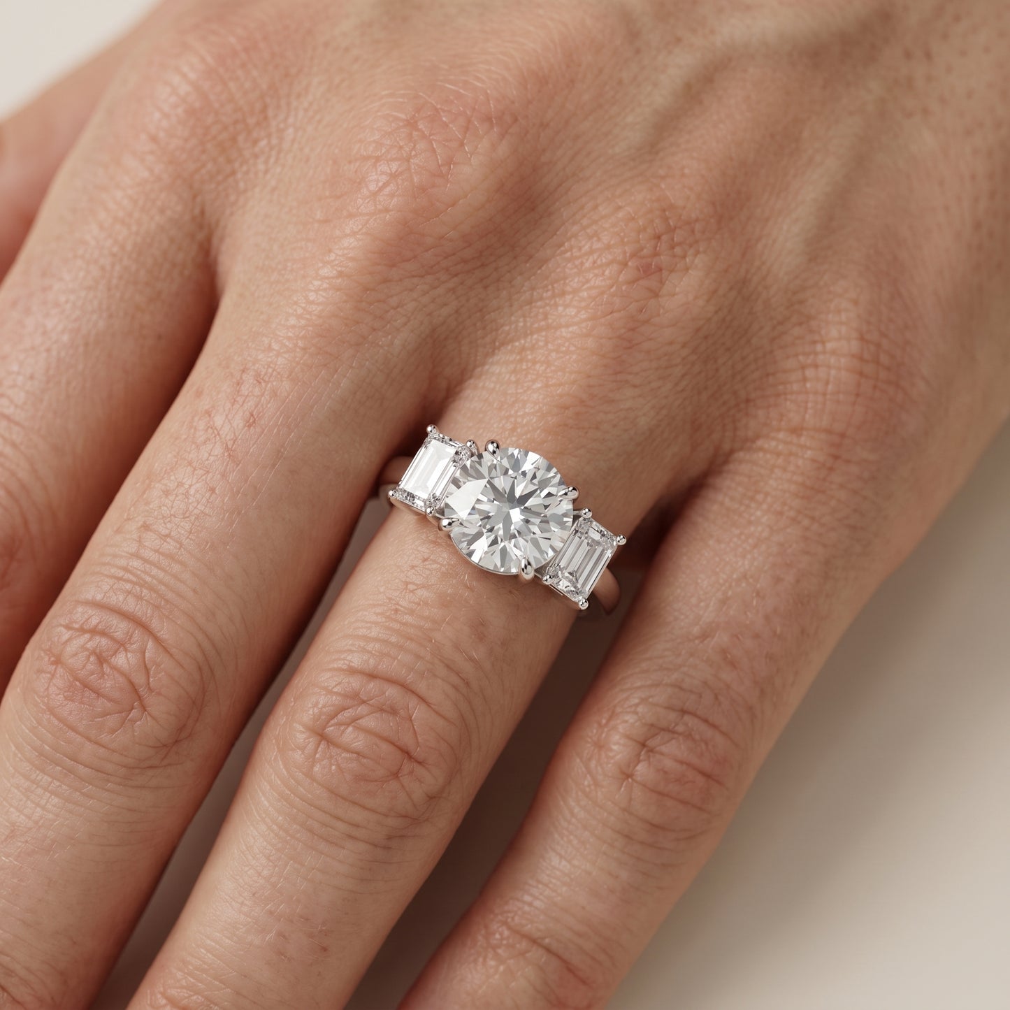 Zoe Three-Stone Round Diamond Ring in Platinum - lifestyle.jpg