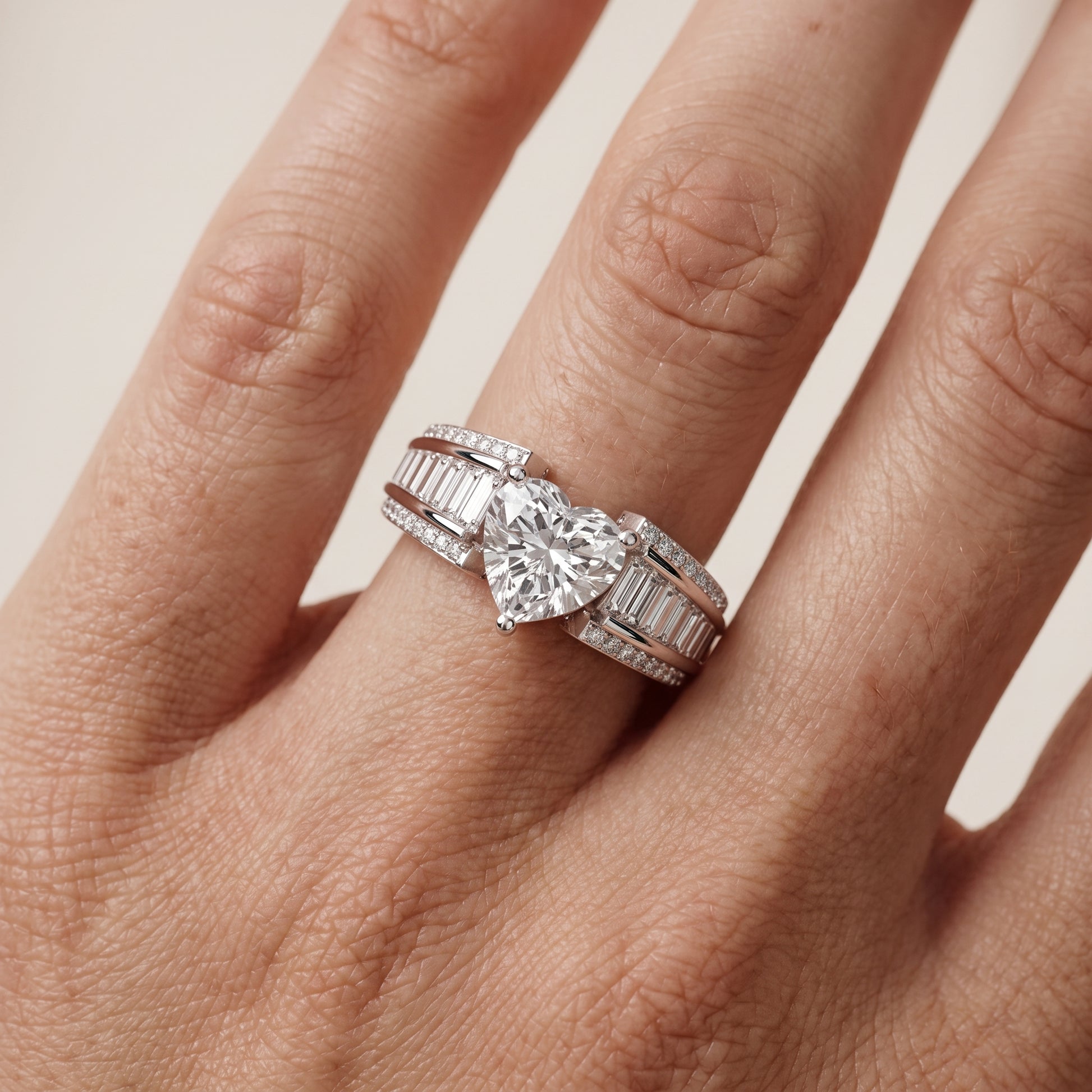 Halle Channel Set Baguette Accent Heart Diamond Engagement Ring in Silver - lifestyle.jpg