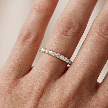 Felicity French Pavé Round Diamond Half Eternity Band in Yellow Gold - lifestyle.jpg