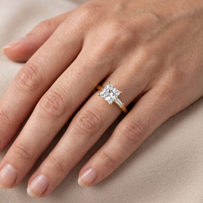 Donatella Baguette Princess Diamond Engagement Ring in White Gold - lifestyle.jpg