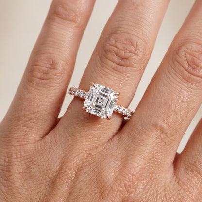 Thea Hidden Halo Pavé Asscher Diamond Engagement Ring in Rose Gold - lifestyle.jpg