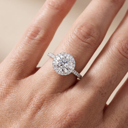 Willa Halo Micropavé Round Diamond Engagement Ring in Platinum - lifestyle.jpg