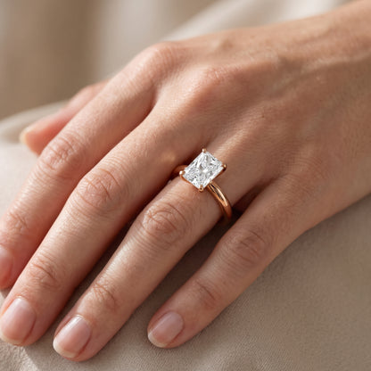 Elena Solitaire Radiant Diamond Engagement Ring in Rose Gold - lifestyle.jpg