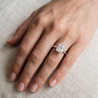 Kalia Knife Edge Solitaire Radiant Diamond Engagement Ring in Platinum - lifestyle.jpg
