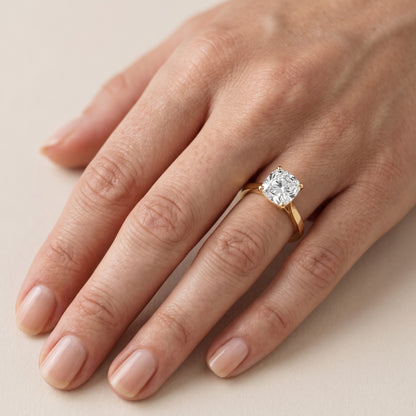 Cicely Solitaire Cathedral Cushion Diamond Engagement Ring in Silver - lifestyle.jpg