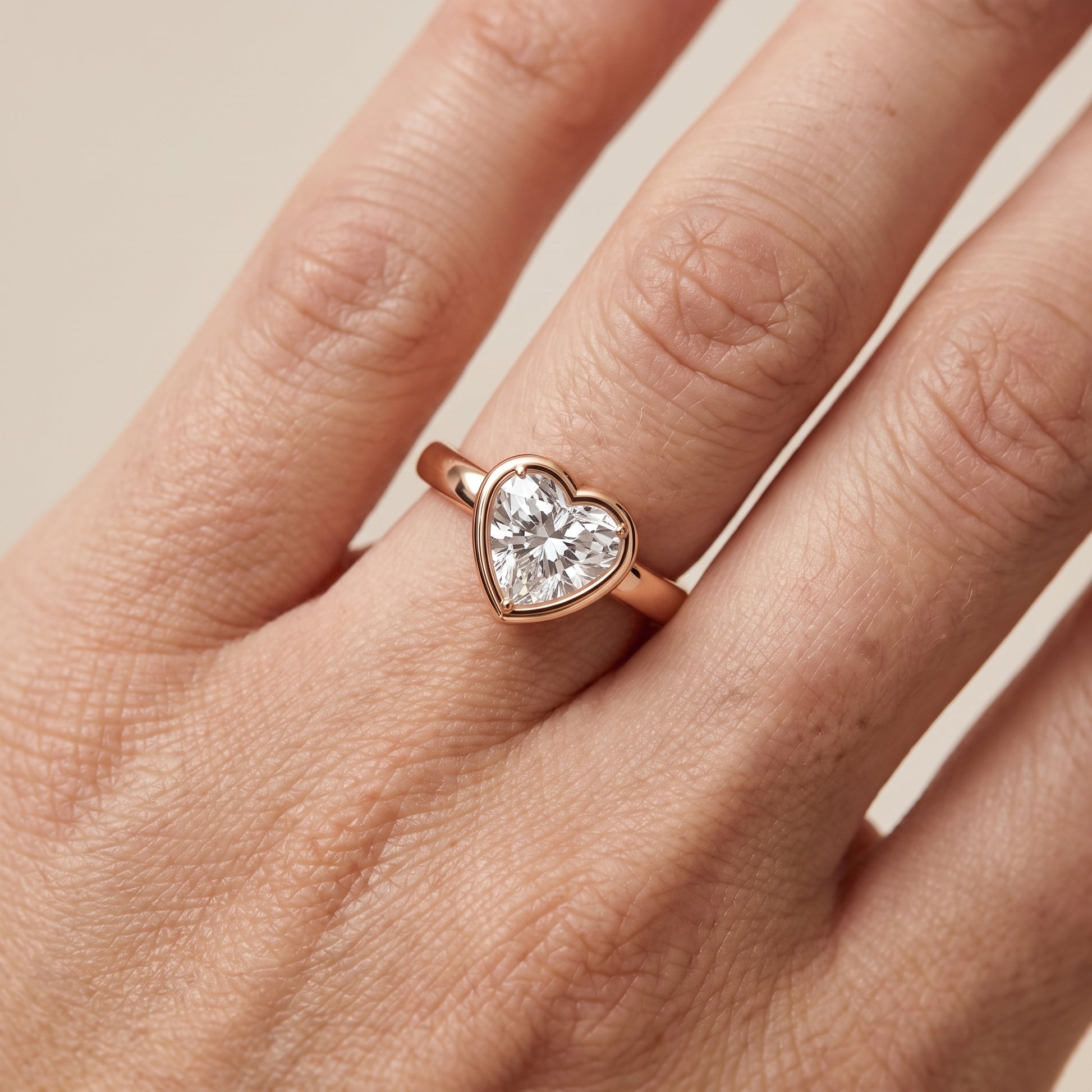 Alina Bezel Solitaire Heart Diamond Ring in Rose Gold - lifestyle.jpg