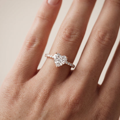Aisha Pavé Solitaire Heart Diamond Engagement Ring in Rose Gold - lifestyle.jpg