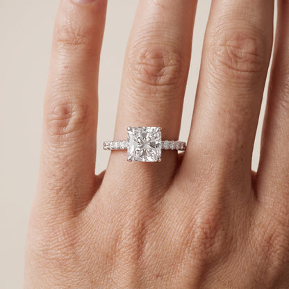 Thea Hidden Halo Pavé Radiant Diamond Engagement Ring in Platinum - lifestyle.jpg