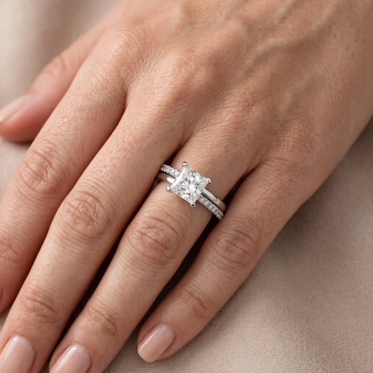 Edith Criss Cross Pavé Princess Diamond Engagement Ring in Platinum - lifestyle.jpg