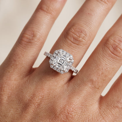 Sophie Halo Pavé Asscher Diamond Ring in White Gold - lifestyle.jpg