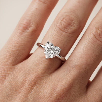 Nella Petite Solitaire Heart Diamond Engagement Ring in White Gold - lifestyle.jpg