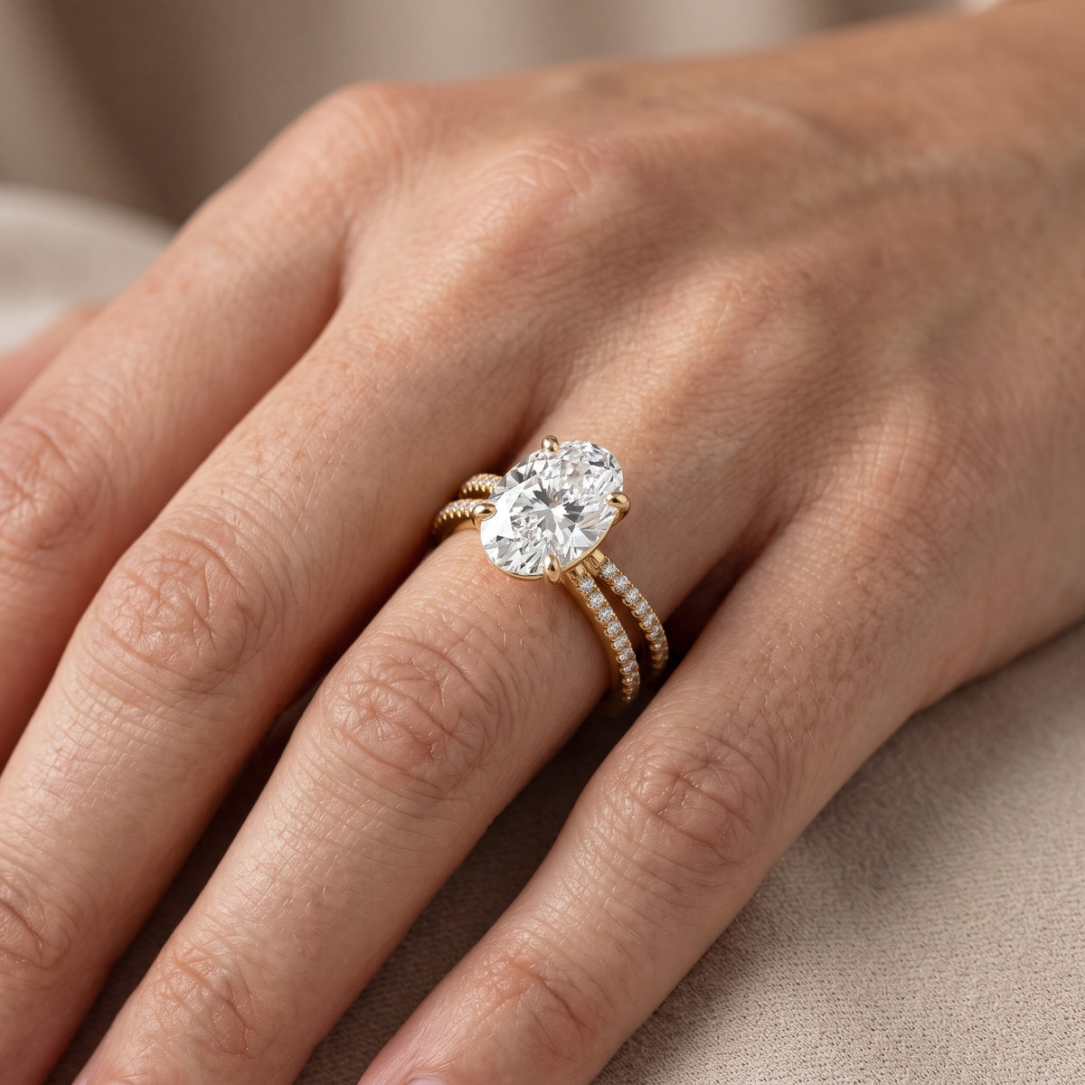 Alana Split Shank Pavé Oval Diamond Engagement Ring in Silver - lifestyle.jpg