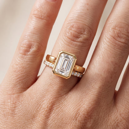 Ayla Bezel Bypass Emerald Diamond Ring in Yellow Gold - lifestyle.jpg