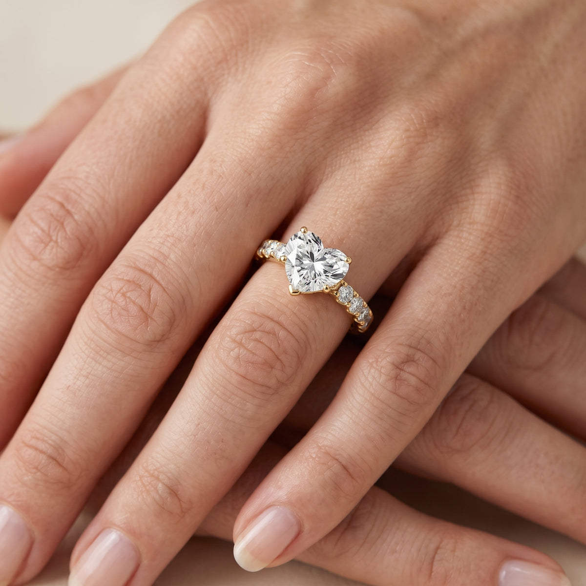 Alix Statement Pavé Heart Diamond Engagement Ring in Platinum - lifestyle.jpg