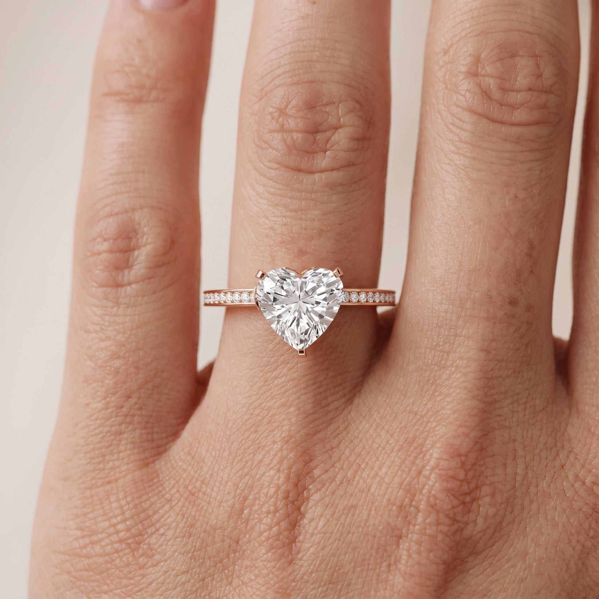 Naia Hidden Halo Heart Diamond Ring in Rose Gold - lifestyle.jpg