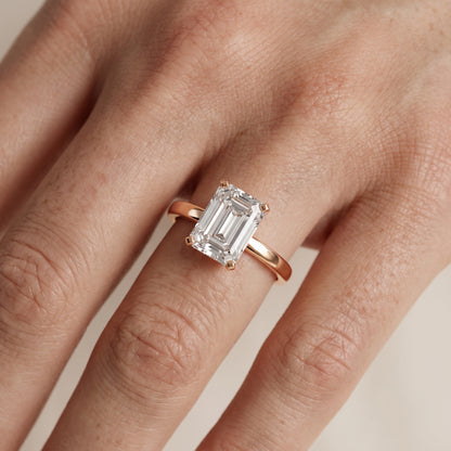 Liana Solitaire Claw Prong Emerald Diamond Engagement Ring in Rose Gold - lifestyle.jpg