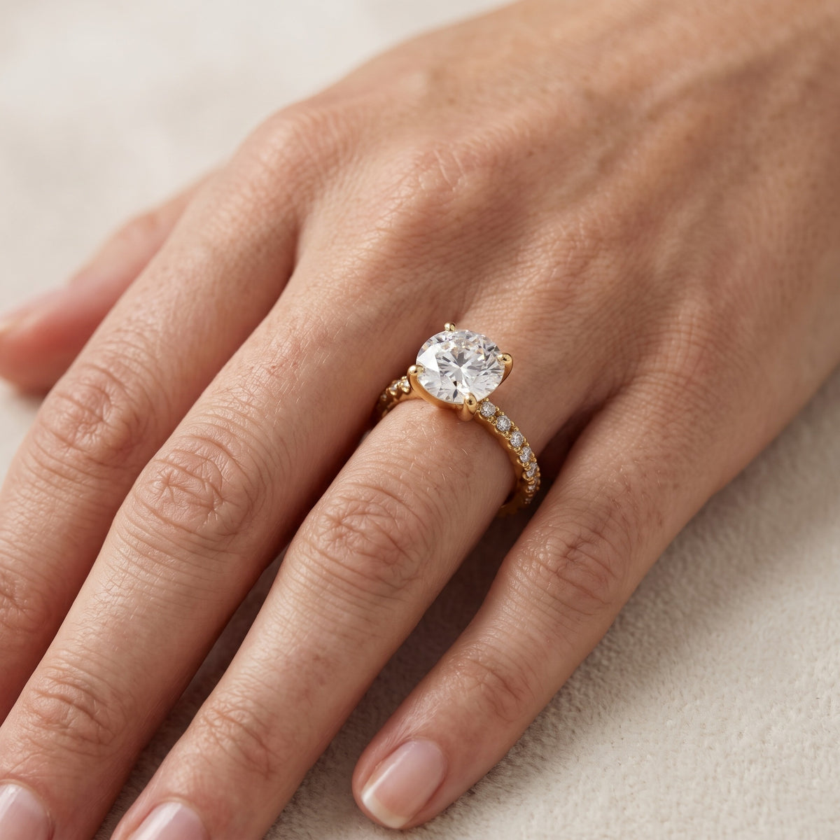 Autumn Statement Pavé Round Diamond Engagement Ring in Platinum - lifestyle.jpg
