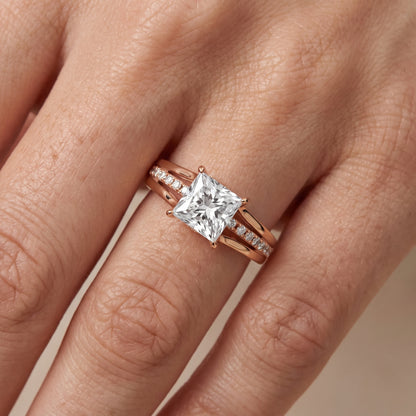 Scarlett Split Shank Pavé Princess Diamond Ring in Rose Gold - lifestyle.jpg