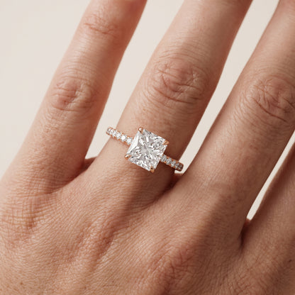 Ione Solitaire Pavé Radiant Diamond Engagement Ring in Rose Gold - lifestyle.jpg