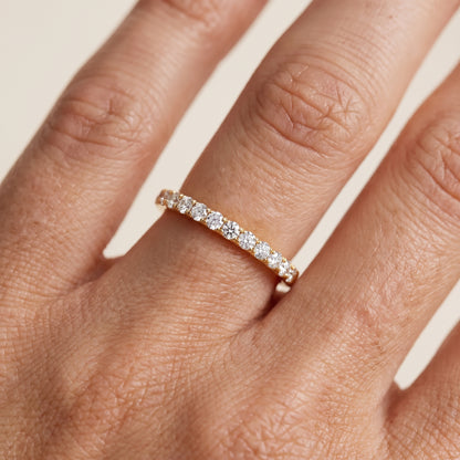 Poppy Micropavé Round Diamond Half Eternity Band in Yellow Gold - lifestyle.jpg