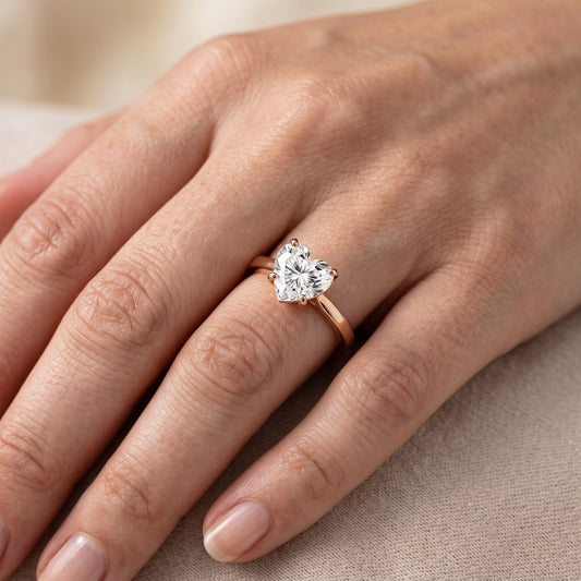 Matilda Cathedral Solitaire Heart Diamond Engagement Ring in Rose Gold - lifestyle.jpg