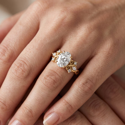 Auburn Vine Cluster Oval Diamond Engagement Ring in White Gold - lifestyle.jpg