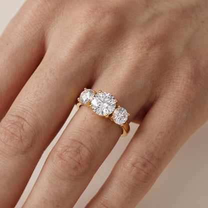 Esme Three-Stone Tapered Round Diamond Ring in Yellow Gold - lifestyle.jpg