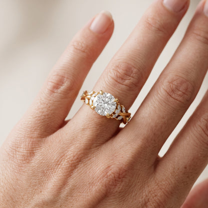 Kona Leaf Twist Round Diamond Engagement Ring in Rose Gold - lifestyle.jpg