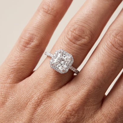 Alma Halo Pavé Radiant Diamond Ring in White Gold - lifestyle.jpg