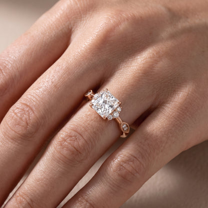 Naomi Vintage Milgrain Radiant Diamond Engagement Ring in Rose Gold - lifestyle.jpg