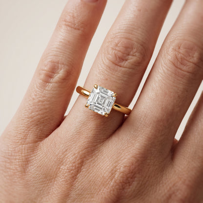 Sadie Cathedral Solitaire Asscher Diamond Ring in Yellow Gold - lifestyle.jpg