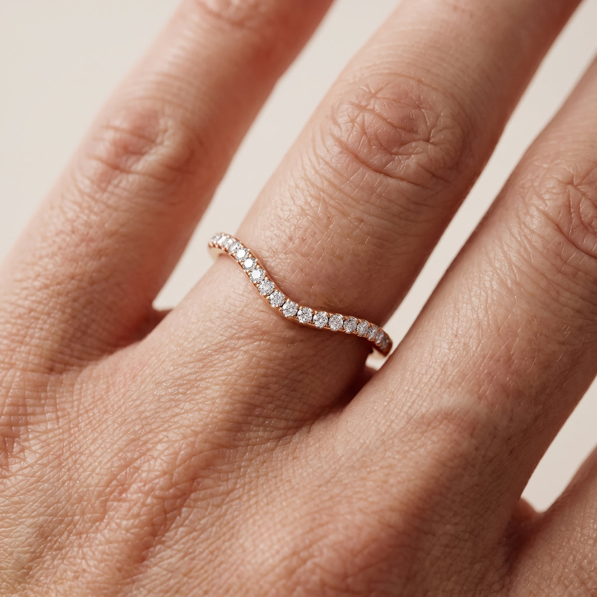 Audrey Curved Round Diamond Stackable Ring in Rose Gold - lifestyle.jpg