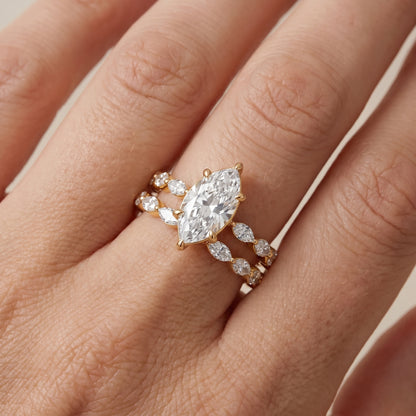 Elina Split Shank Marquise Accent Marquise Diamond Engagement Ring in Yellow Gold - lifestyle.jpg