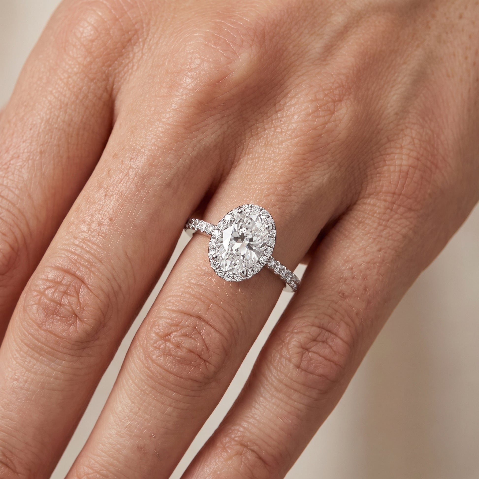 Sophie Halo Pavé Oval Diamond Ring in Silver - lifestyle.jpg