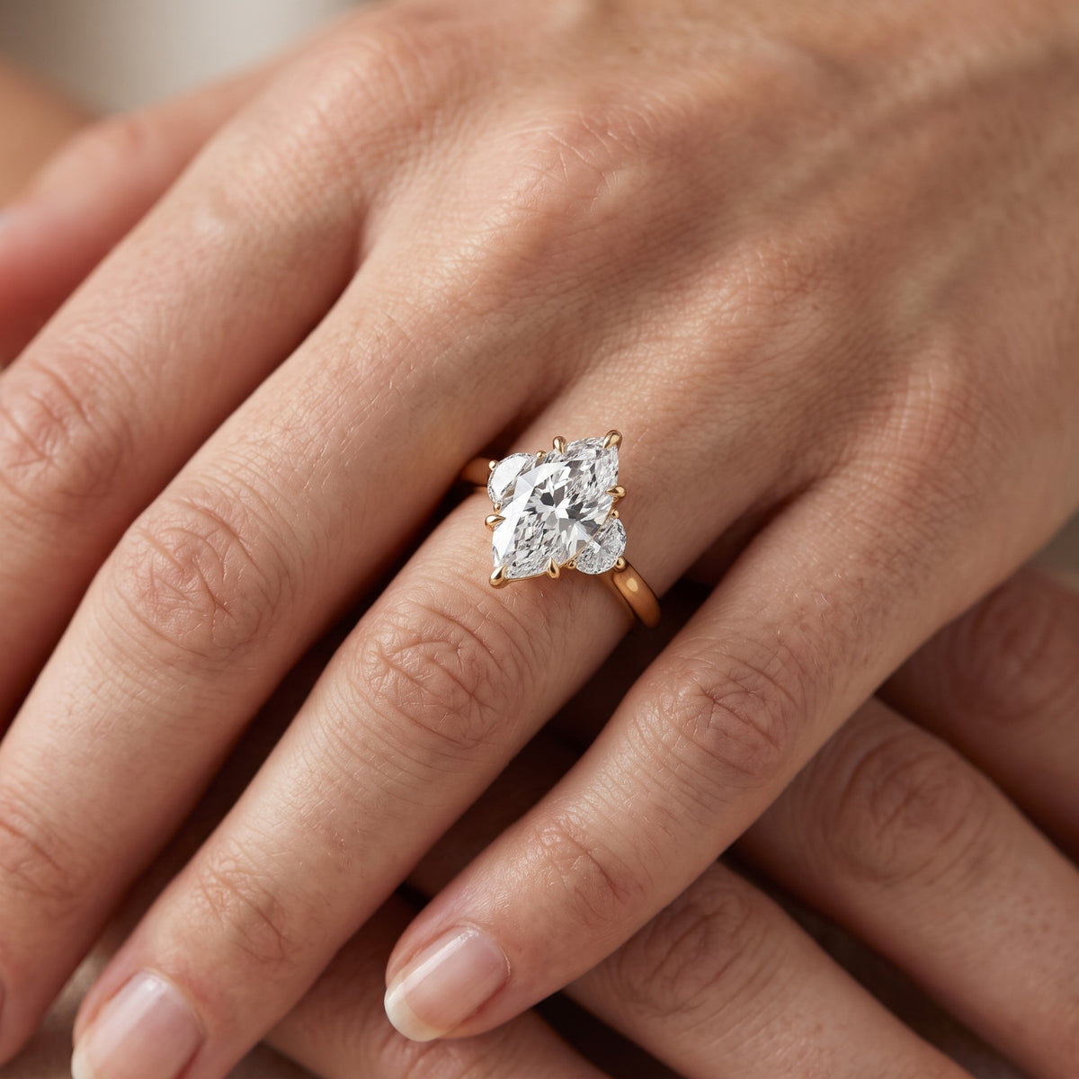 Hilary Half-Moon Three-Stone Marquise Diamond Engagement Ring in White Gold - lifestyle.jpg