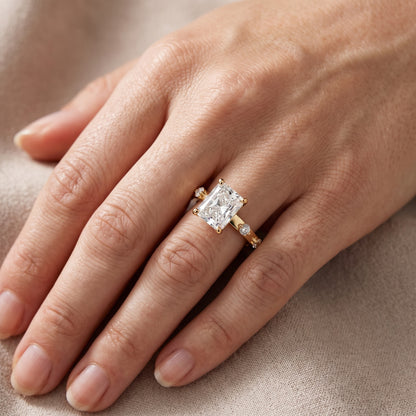 Elena Radiance Radiant Diamond Engagement Ring in Yellow Gold - lifestyle.jpg
