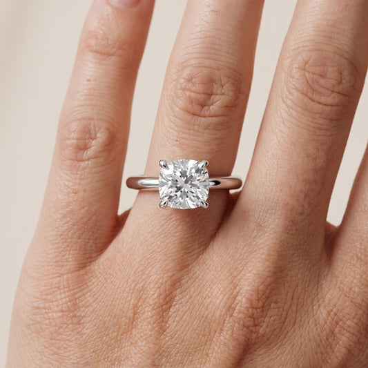Amaya Hidden Halo Cushion Diamond Engagement Ring in White Gold - lifestyle.jpg