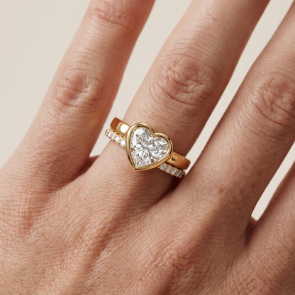 Ayla Bezel Bypass Heart Diamond Ring in Yellow Gold - lifestyle.jpg