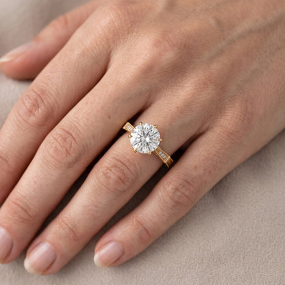 Jovanna Vintage Cathedral Round Diamond Engagement Ring in Rose Gold - lifestyle.jpg