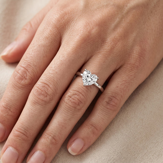 Maisie Four Prong Solitaire Heart Diamond Engagement Ring in Platinum - lifestyle.jpg