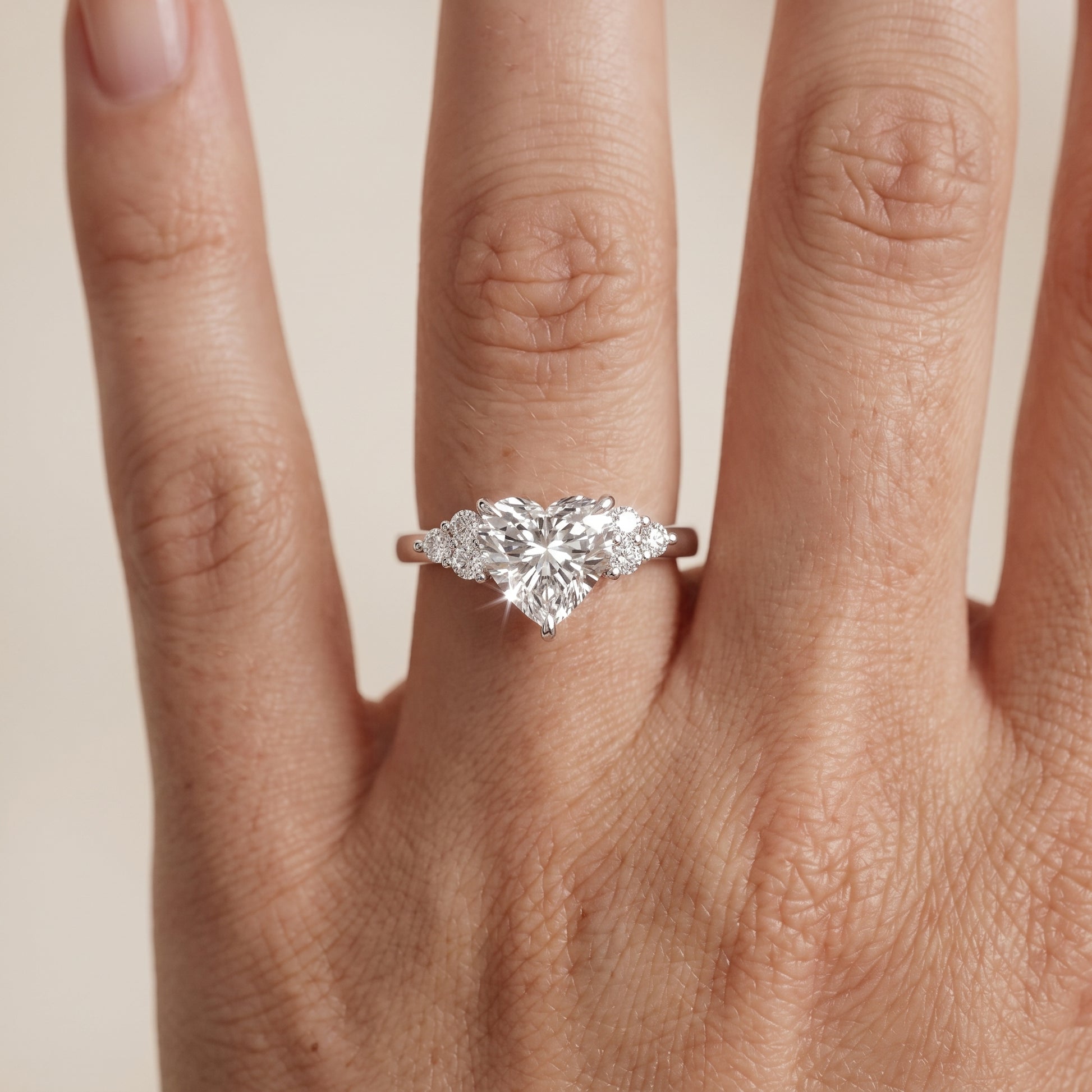 Anya Sidestone Cluster Heart Diamond Ring in Silver - lifestyle.jpg
