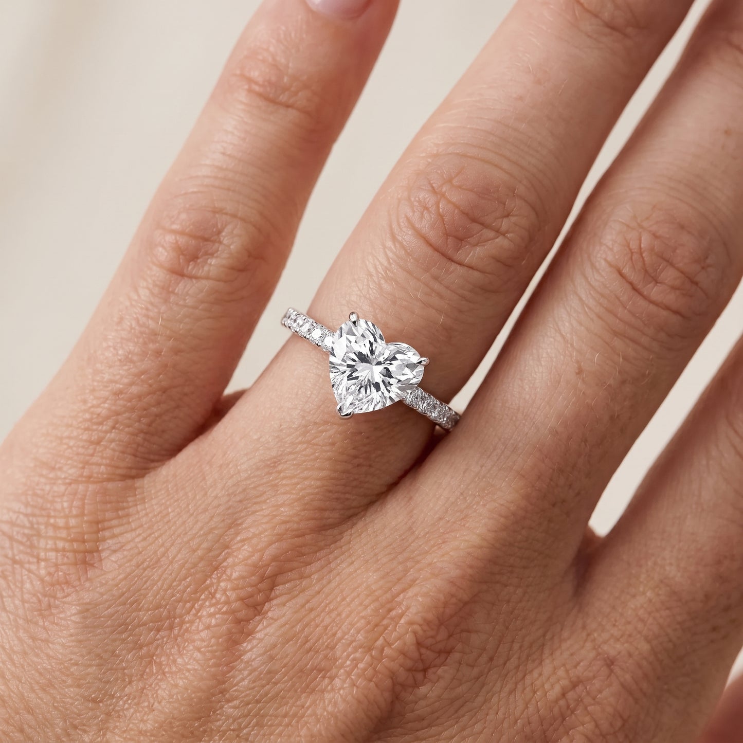 Novara Solitaire Pavé Heart Diamond Ring in Silver - lifestyle.jpg