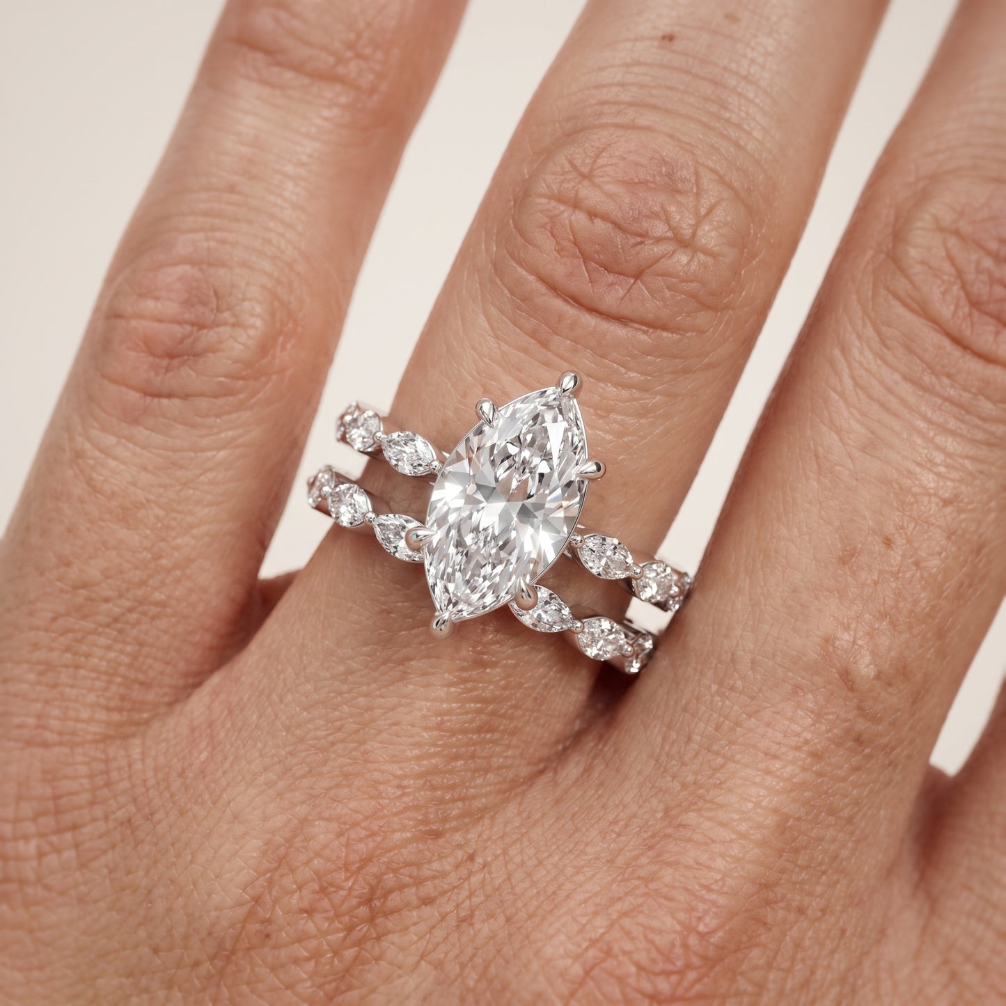 Elina Split Shank Marquise Accent Marquise Diamond Engagement Ring in Platinum - lifestyle.jpg