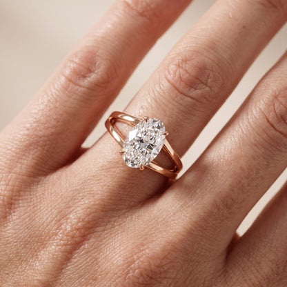 Giselle Solitaire Split Shank Oval Diamond Engagement Ring in Rose Gold - lifestyle.jpg