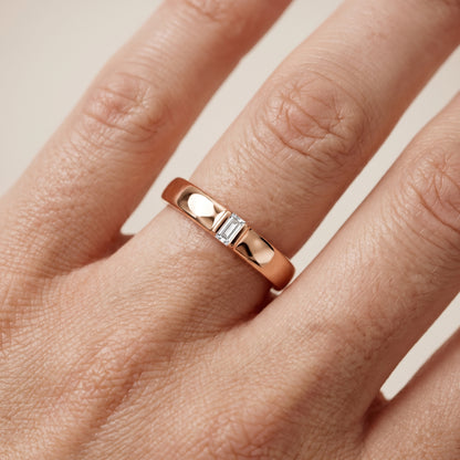Alexandra Channel Set Baguette Diamond Wedding Band in Rose Gold - lifestyle.jpg