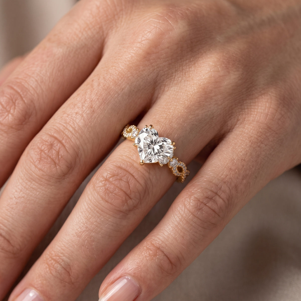 Neva Infinity Twist Heart Diamond Engagement Ring in Silver - lifestyle.jpg